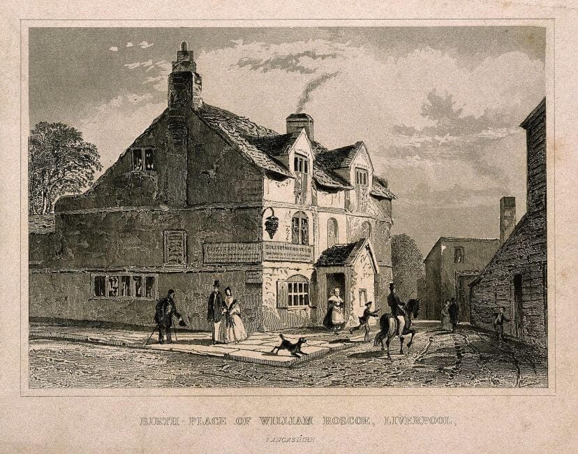 William_Roscoe's_birthplace._Line_engraving